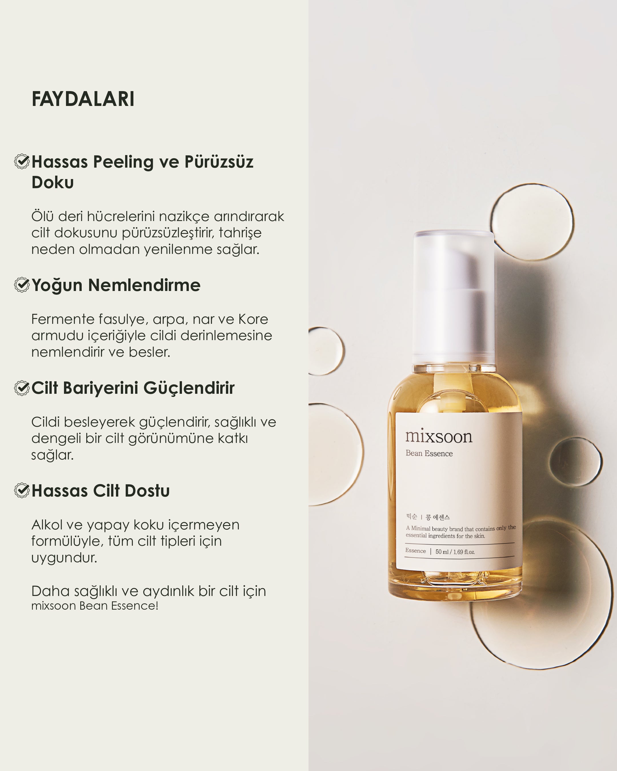 Mixsoon - Bean Essence - Soya Fasulyesi Özlü Gözenek Karşıtı ve Işıltı Veren Esans (50mL)
