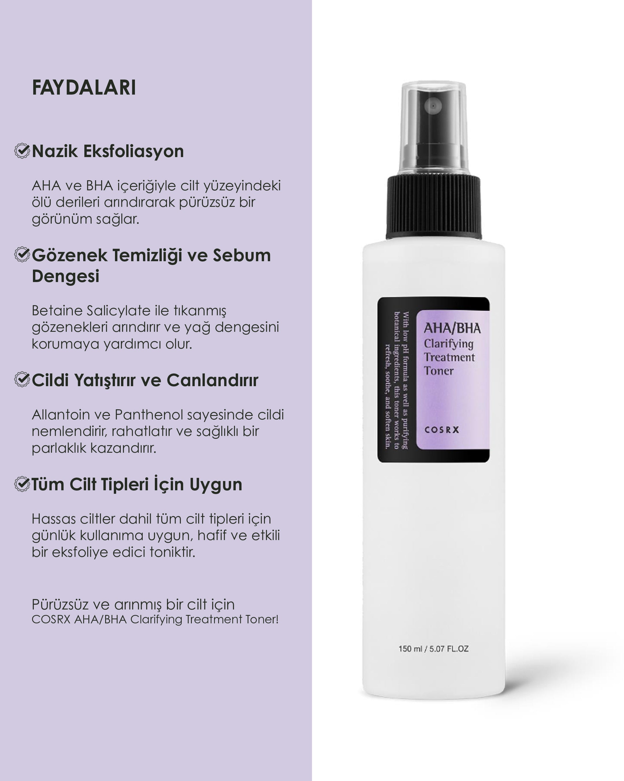 Cosrx AHA BHA Clarifying Treatment Toner - Arındırıcı Bakım Toniği (150 mL)