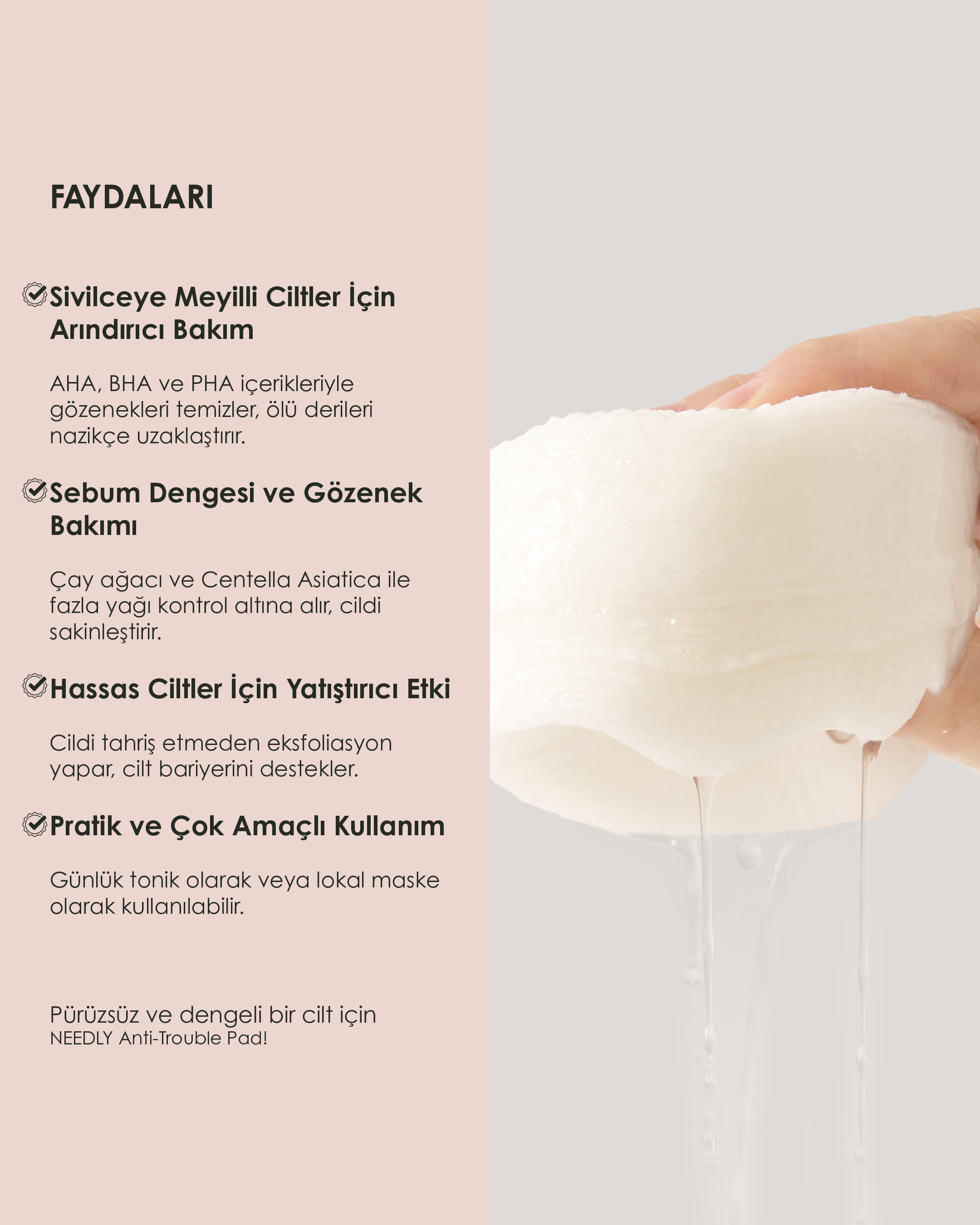 Needly Anti-Trouble Pad - Akne ve Sebum Karşıtı Temizleyici Ped