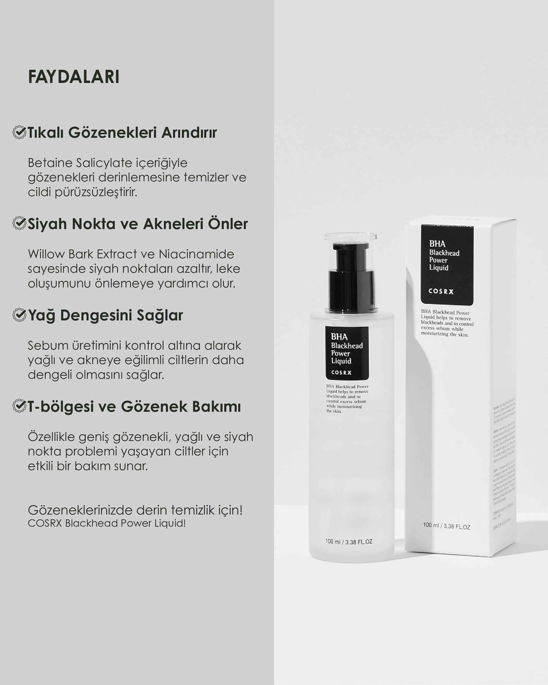 Cosrx - BHA Blackhead Power Liquid - Siyah Nokta Önleyici Tonik (100 mL)