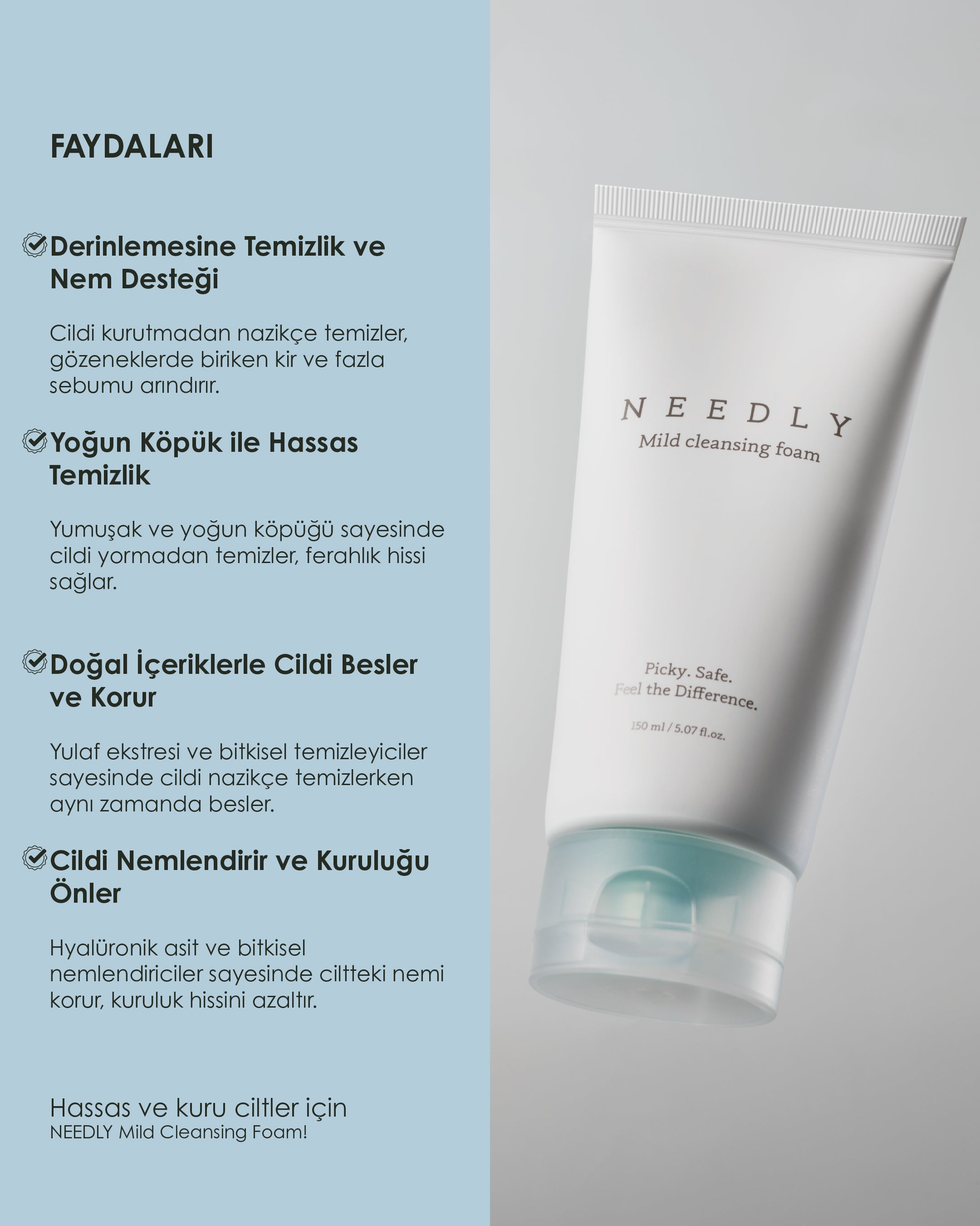 Needly Mild Cleansing Foam - Yulaf Özlü Çift Aşamalı Köpük Temizleyici