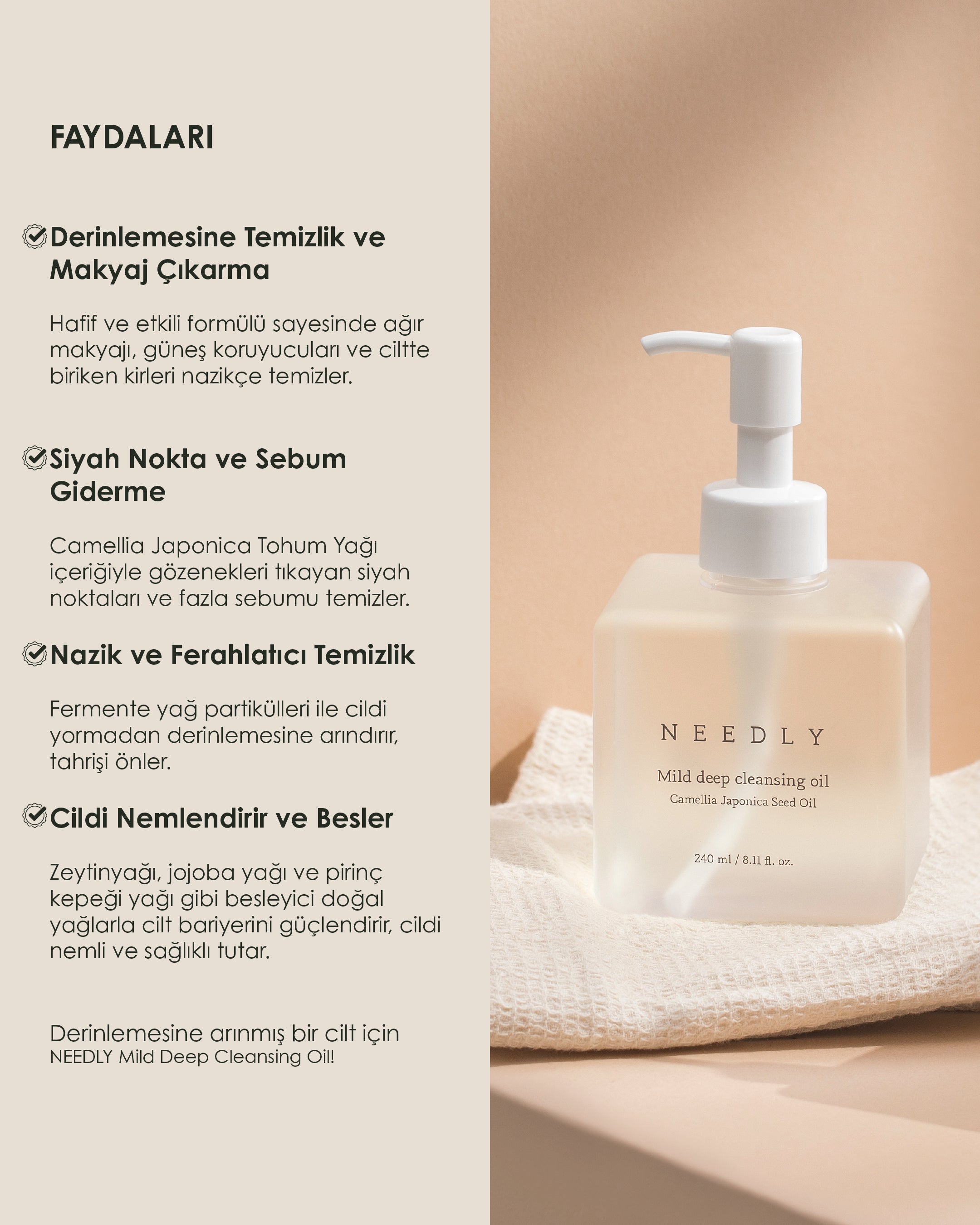 NEEDLY Mild Deep Cleansing Oil - Makyajı ve Sebumu Derinlemesine Temizleyen Yağ