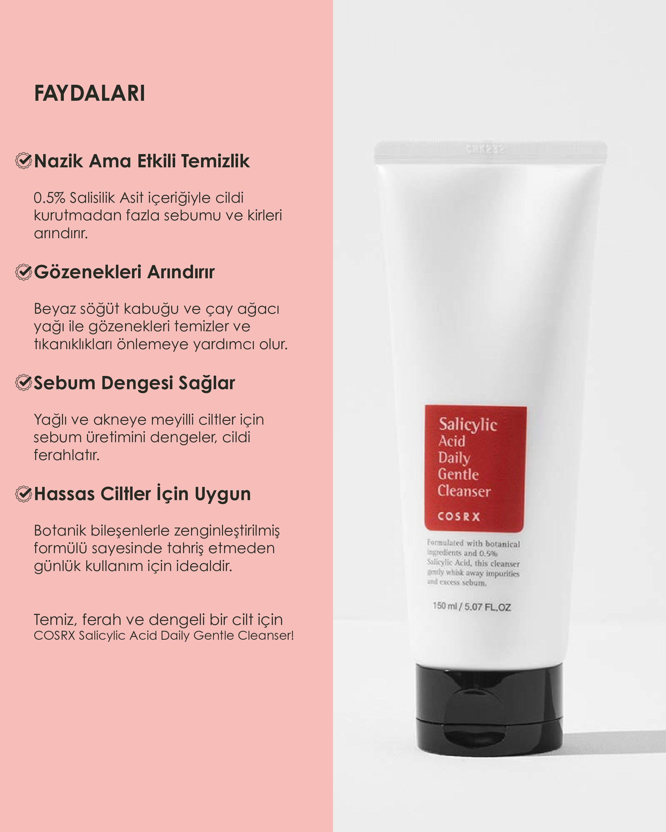 Cosrx - Salicylic Acid Daily Gentle Cleanser (Salisilik Asitli Geniş Gözenek Karşıtı Temizleyici Jel) 150ml