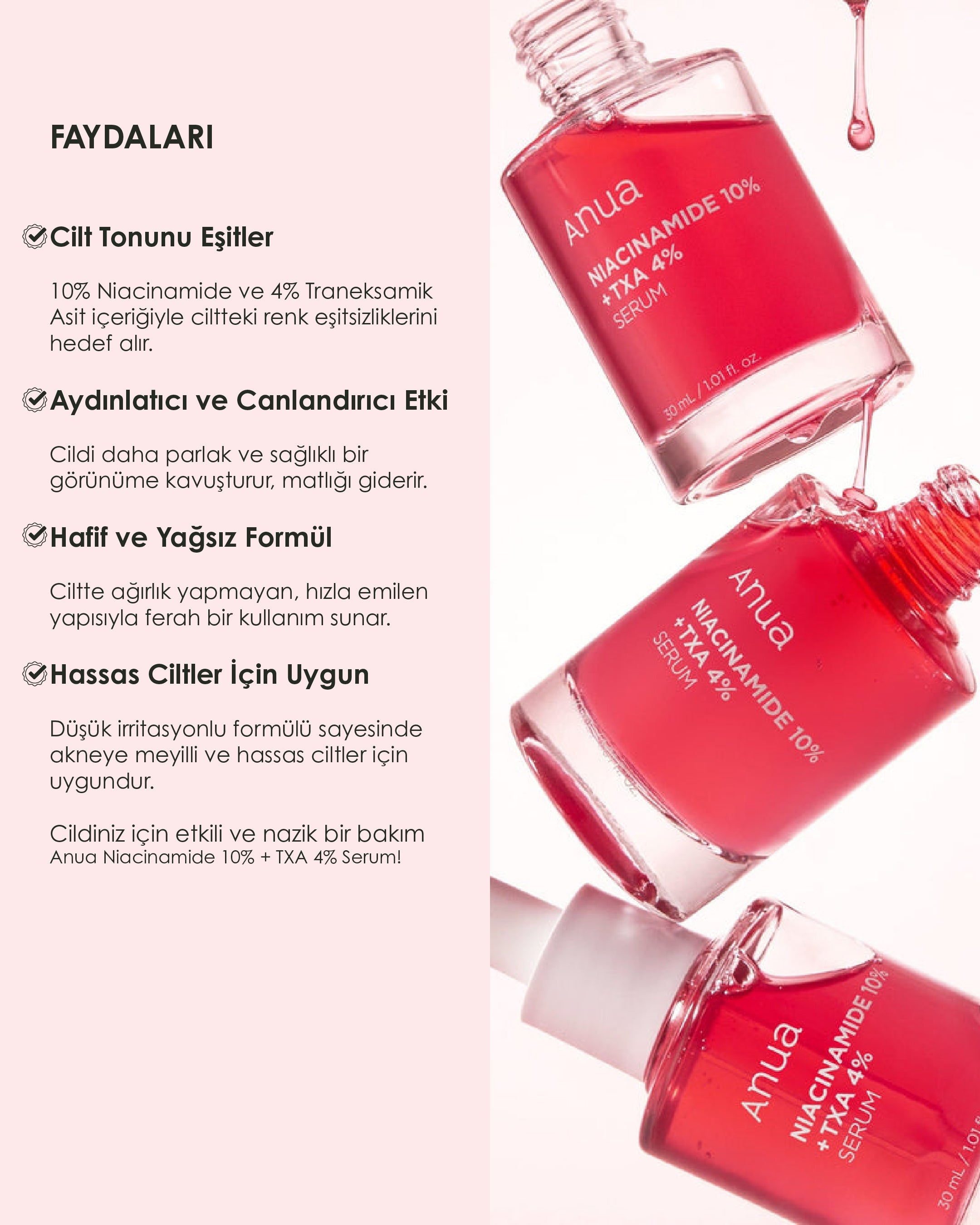 Anua - Niacinamide 10% + TXA 4% Dark Spot Correcting Serum - Leke Karşıtı Aydınlatıcı Serum (30ml)