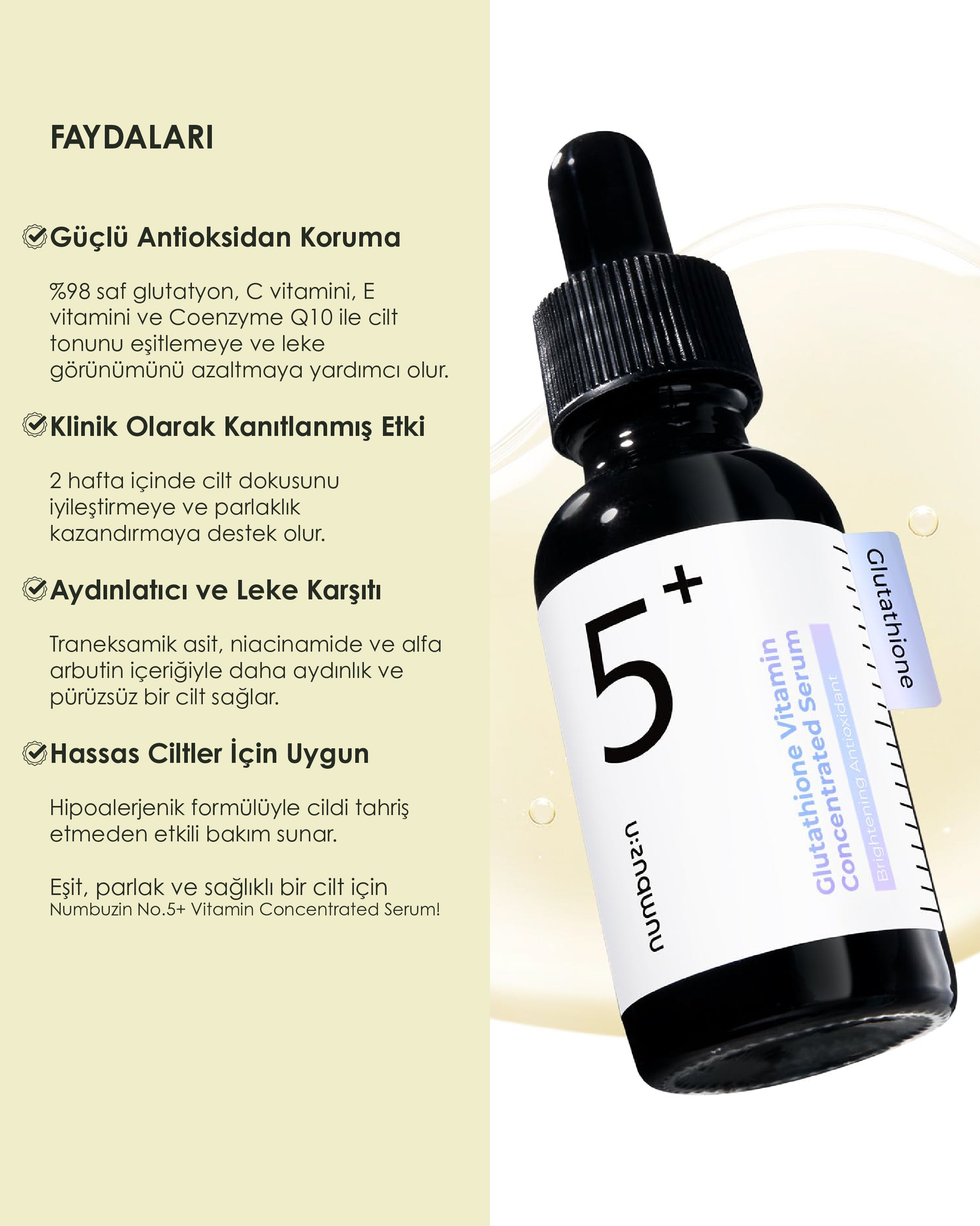 Numbuzin - No.5 Vitamin Concentrated Serum - Yoğun Parlatıcı Leke Karşıtı Konsantre Serum (30 mL)