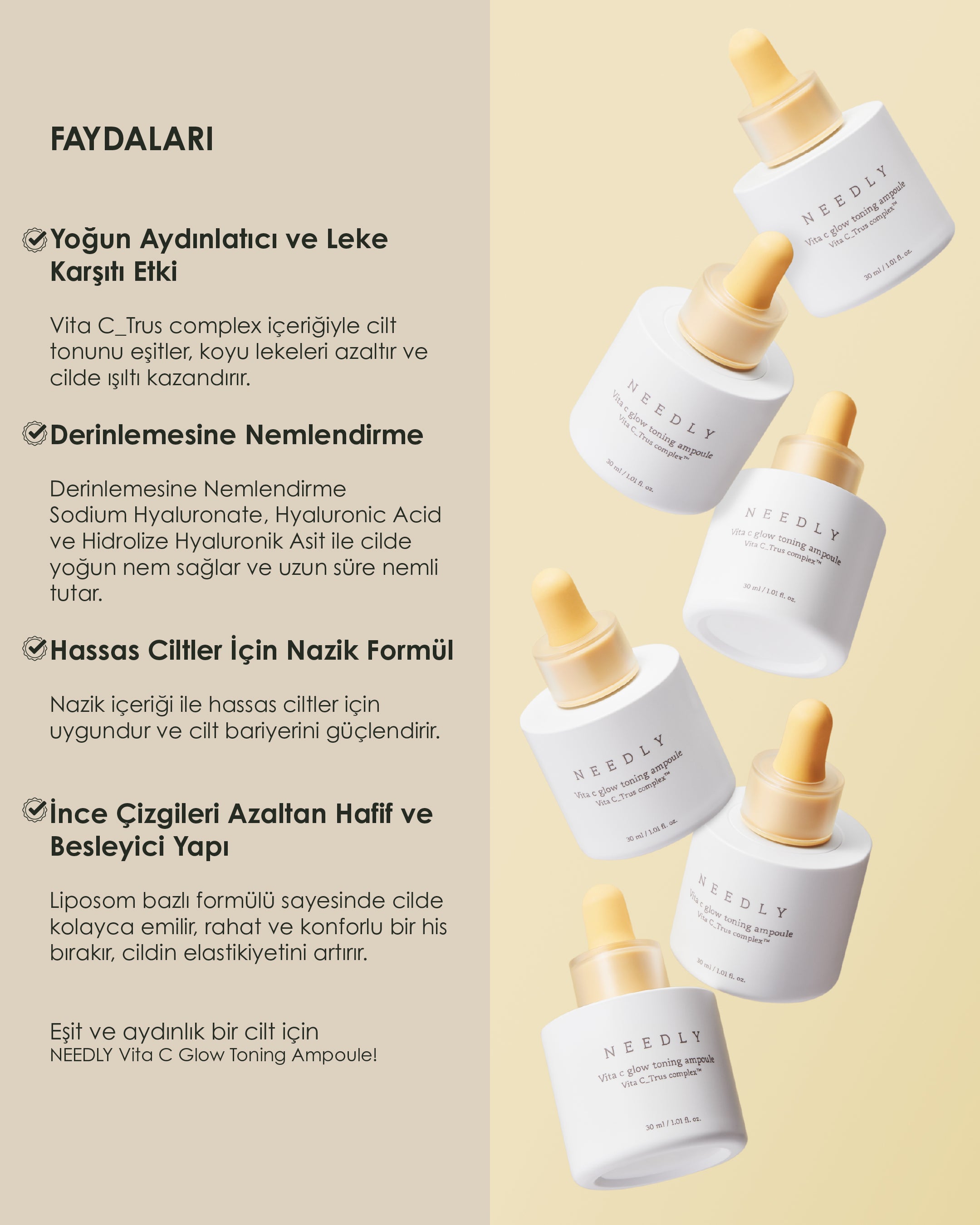Needly Vita C Glow Toning Ampoule - Vita C Işıltı Veren Ampul Serum