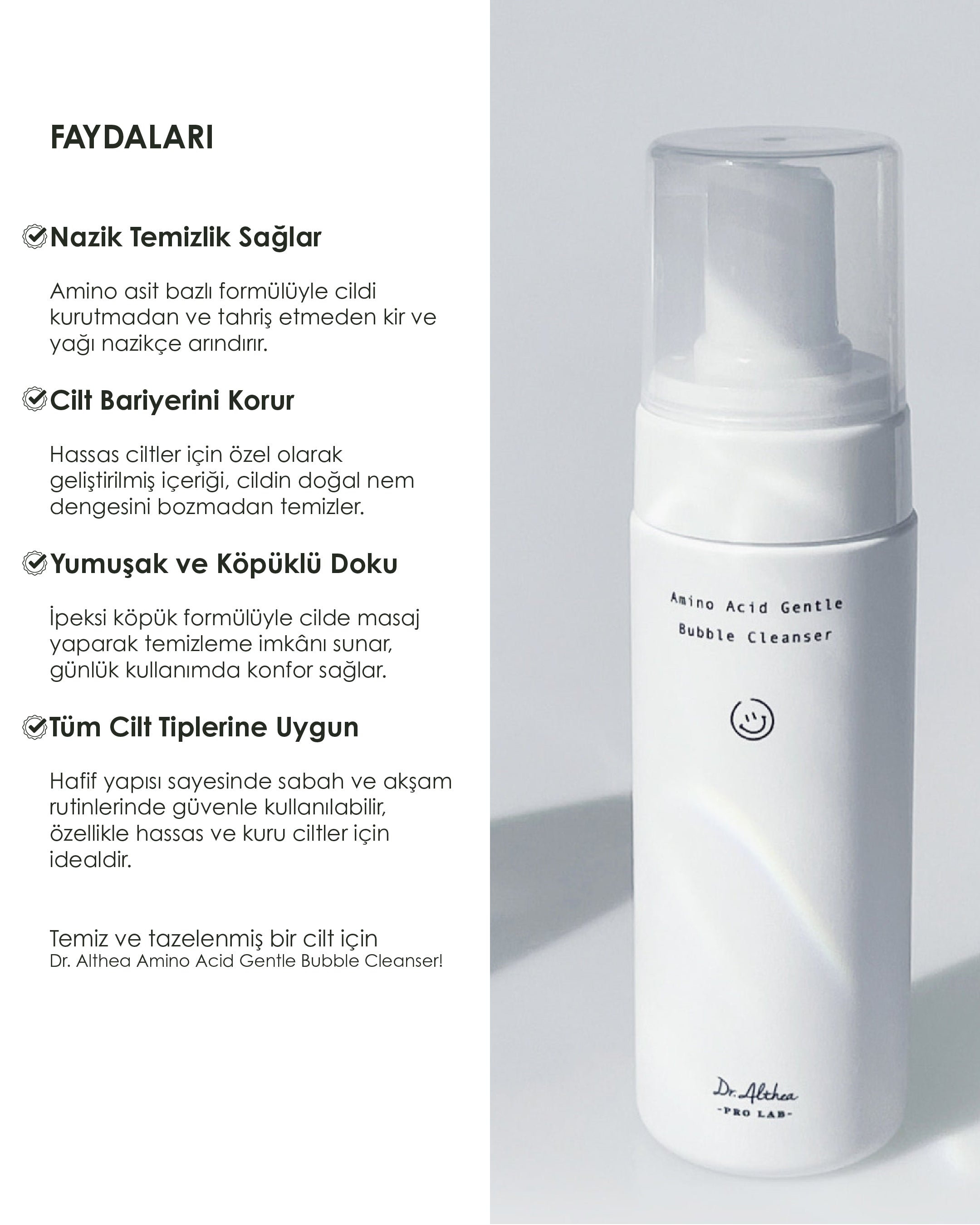Dr. Althea - Amino Acid Gentle Bubble Cleanser (Gözenek Arındırıcı 17 Çeşit Aminoasitli Köpük Temizleyici) 140 ml